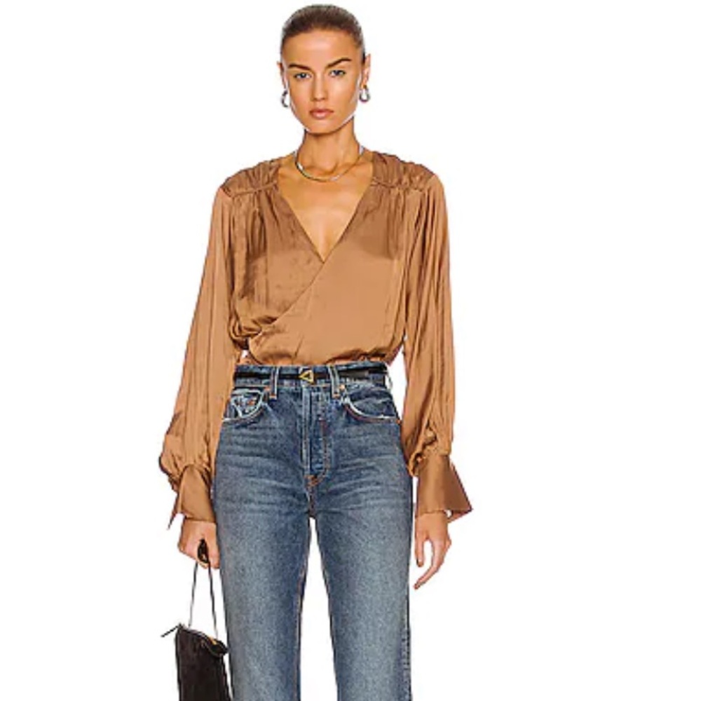 FRAME Long Sleeve Crossover Top